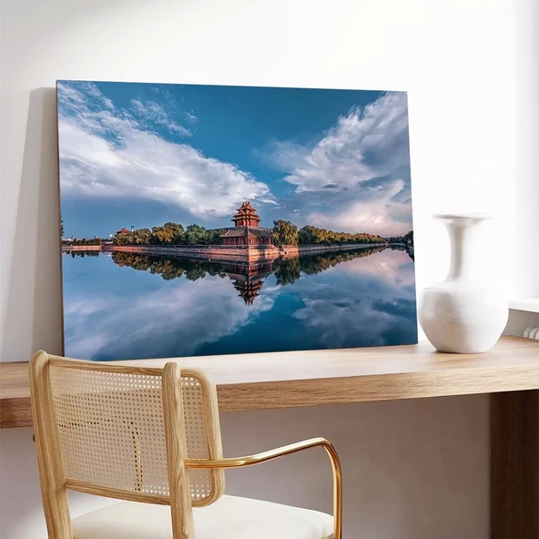 Yansıyan Göl Kalesi Kanvas Tablo - Resim 2