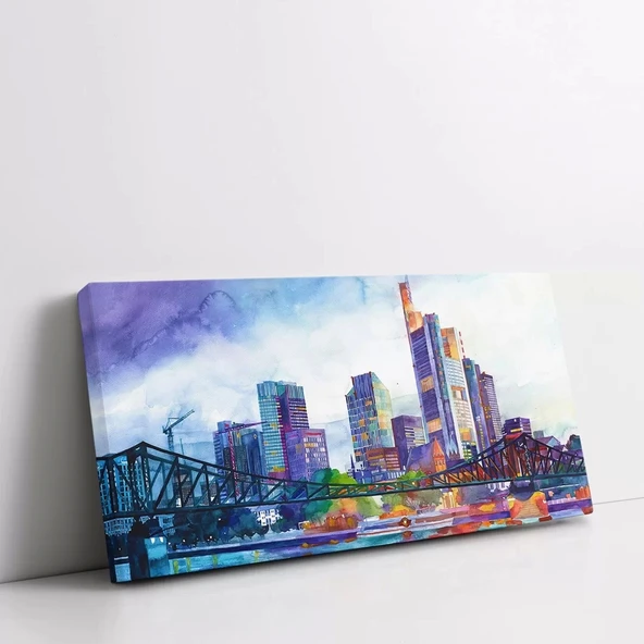 Şehir Işıkları ve Köprü Kanvas Tablo ürün görseli