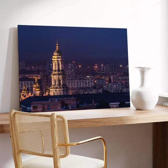 Katedralin Gece Görünümü Kanvas Tablo - Resim 2