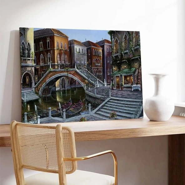 Gece Vakti Köprü Kanvas Tablo - Resim 2