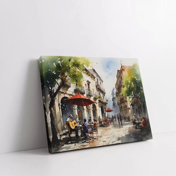 Sokak Kafesinin Huzuru Kanvas Tablo ürün görseli