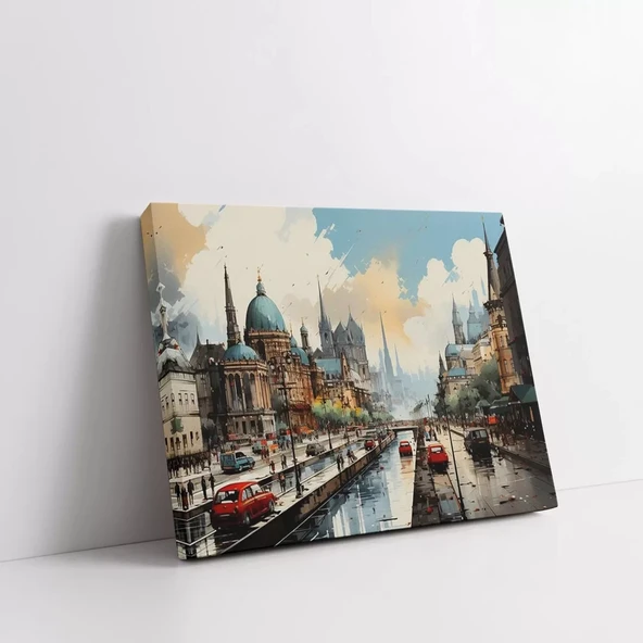 Tarihi Şehir Manzarası Kanvas Tablo ürün görseli