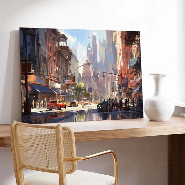 Şehir Akşam Kızıllığı Kanvas Tablo - Resim 2