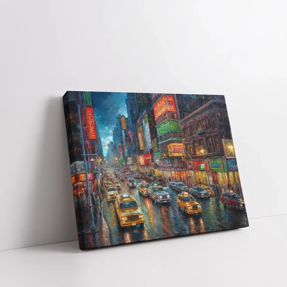 Canlı Şehir Gece Trafiği Kanvas Tablo ürün görseli