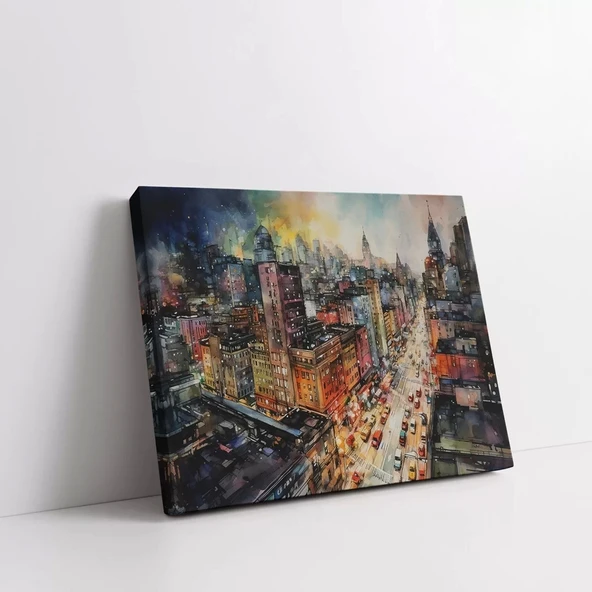 Yoğun Şehir Gecesi Kanvas Tablo ürün görseli