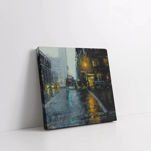 Geceyi Aydınlatan Sokaklar Kanvas Tablo ürün görseli