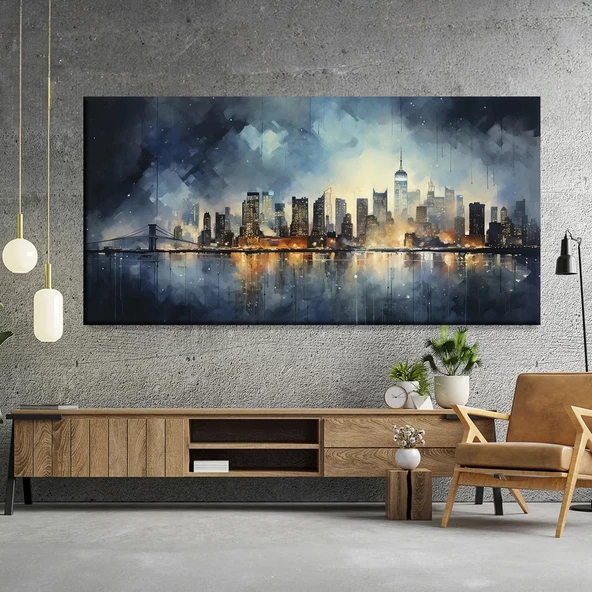 Monokrom Şehir Kanvas Tablo ürün görseli