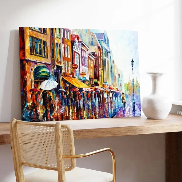 Cıvıl Cıvıl Sokak Hayatı Kanvas Tablo ürün görseli