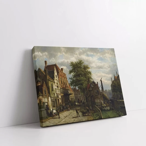 Sakin Nehir Kasabası Kanvas Tablo ürün görseli