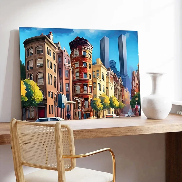 Renkli Şehir Caddesi Kanvas Tablo - Resim 2