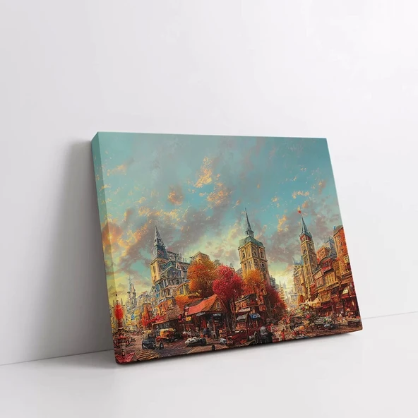 Sonbaharın Altın Şehri Kanvas Tablo ürün görseli