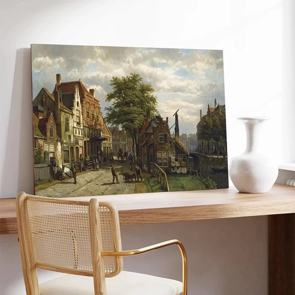 Sakin Nehir Kasabası Kanvas Tablo - Resim 2