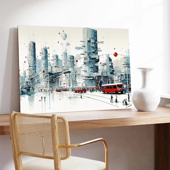 Modern Şehir Karmaşası Kanvas Tablo - Resim 2