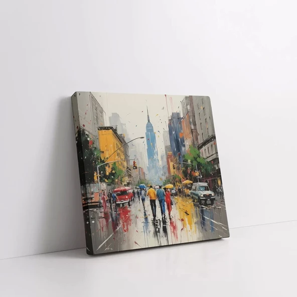 Yağmur Sonrası Caddeler Kanvas Tablo ürün görseli