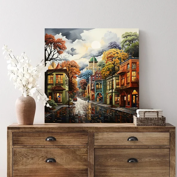 Dört Mevsim Şehir Kanvas Tablo - Resim 2