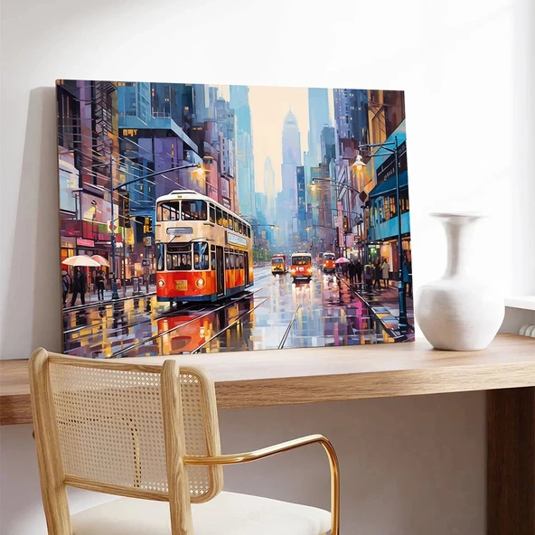 Canlı Metropol Hareketi Kanvas Tablo - Resim 2