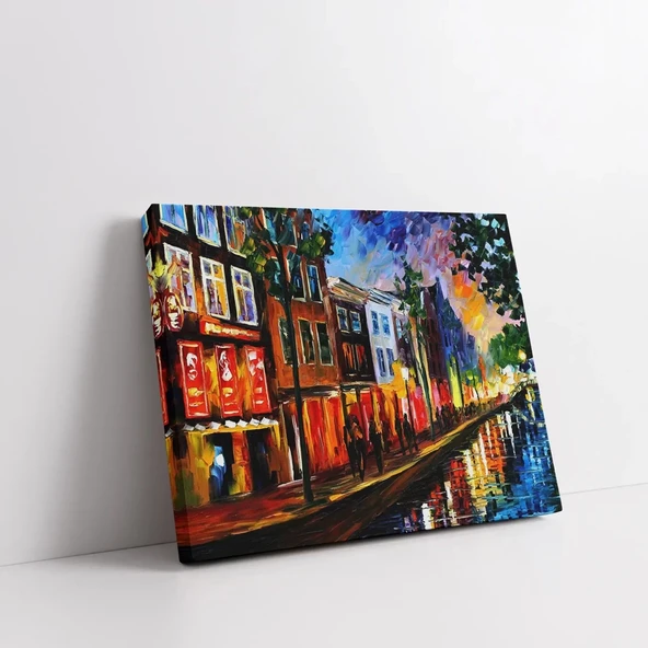 Gece Vakti Kanal Işıltısı Kanvas Tablo ürün görseli