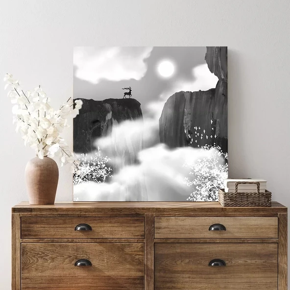 Kayalık Şelale Kanvas Tablo - Resim 3