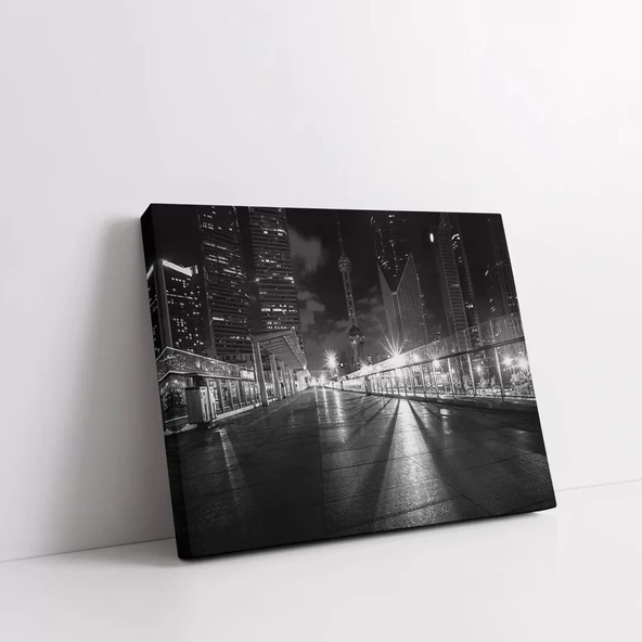 Gece Şehri Işıkları Kanvas Tablo - Resim 2