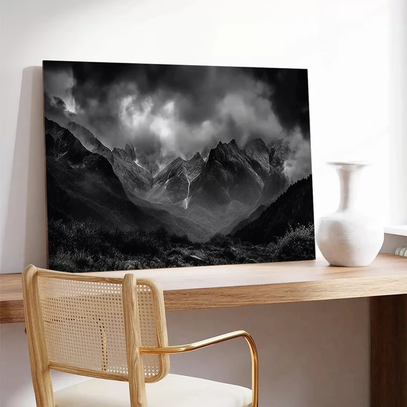 Dağların Arasında Kanvas Tablo - Resim 3