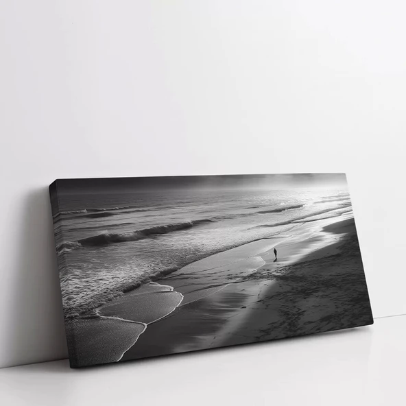 Kumsalda Yürüyüş Kanvas Tablo - Resim 2