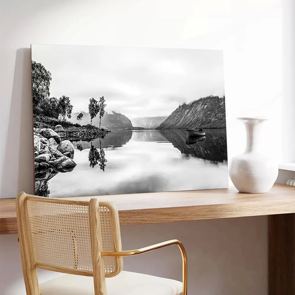 Yansımalı Göl Manzarası Kanvas Tablo - Resim 3