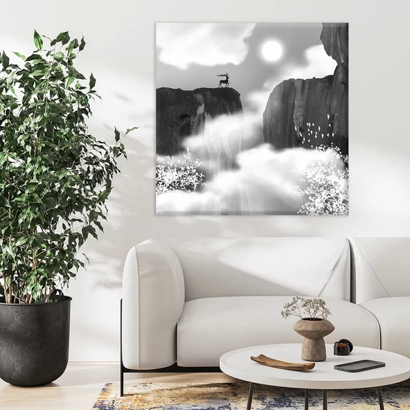 Kayalık Şelale Kanvas Tablo ürün görseli