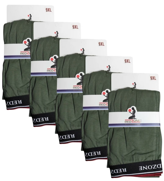 5 Adet Büyük Beden Redzone Likralı Boxer Haki