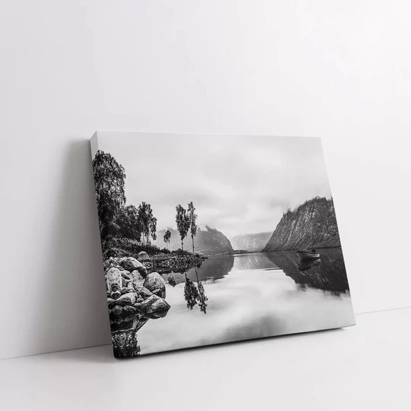 Yansımalı Göl Manzarası Kanvas Tablo - Resim 2