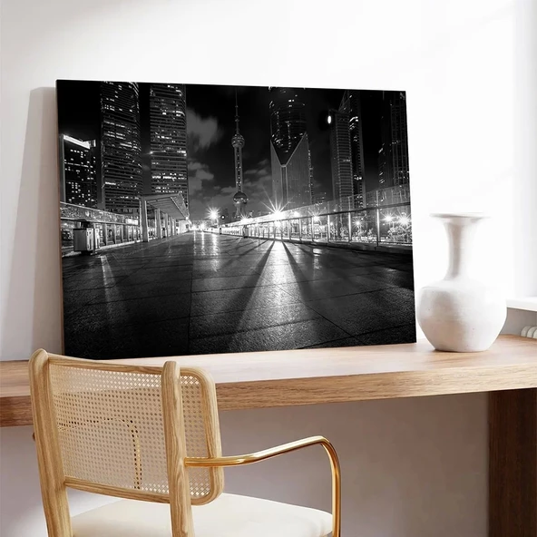 Gece Şehri Işıkları Kanvas Tablo - Resim 3