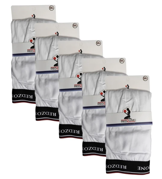 5 Adet Büyük Beden Redzone Likralı Boxer Beyaz - 5