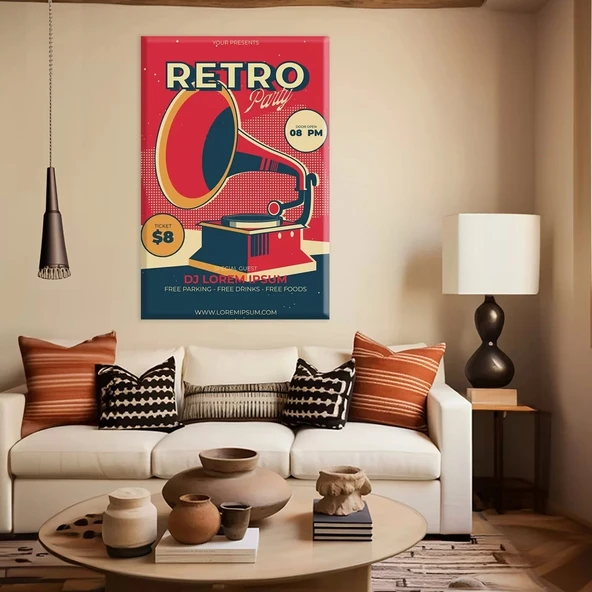 Retro Müzik Fuarı Kanvas Tablo ürün görseli