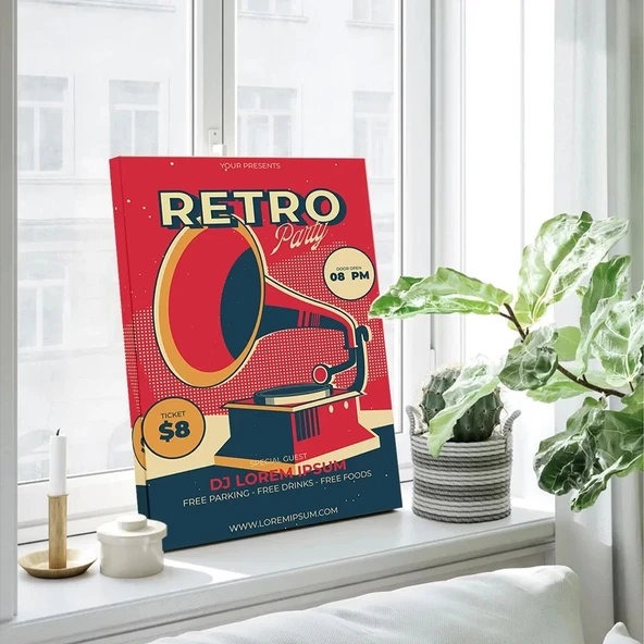 Retro Müzik Fuarı Kanvas Tablo - Resim 3