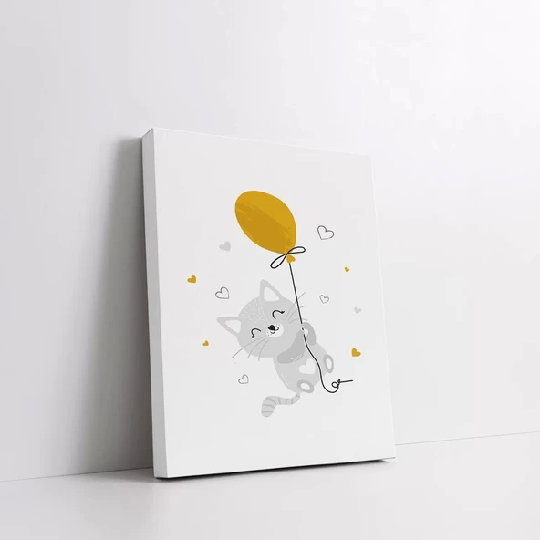 Balonlu Kedi Kanvas Tablo - Resim 2