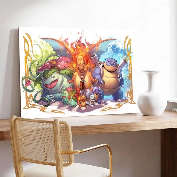 Üç Pokemon Kanvas Tablo - Resim 3