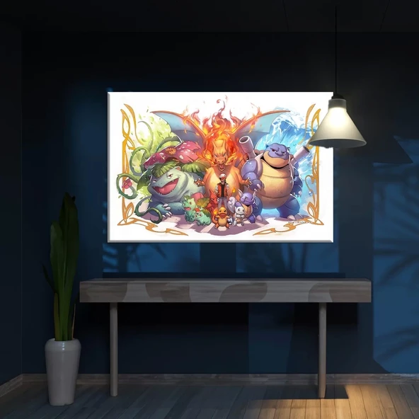 Üç Pokemon Kanvas Tablo ürün görseli