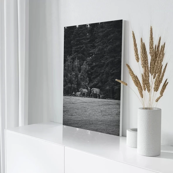 Ormandaki Geyikler Kanvas Tablo - Resim 3