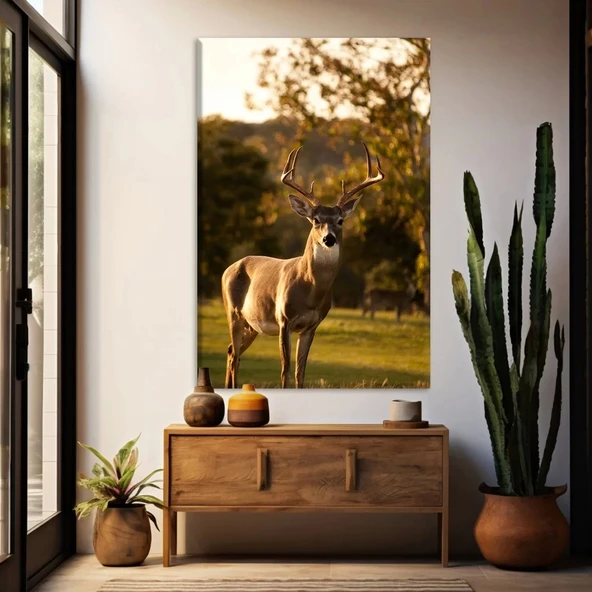 Manzaradaki Geyik Kanvas Tablo ürün görseli
