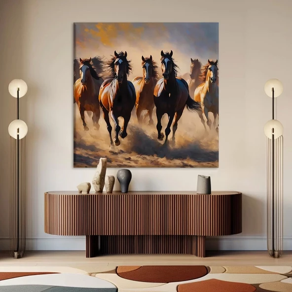 Koşan Atlar Kanvas Tablo ürün görseli