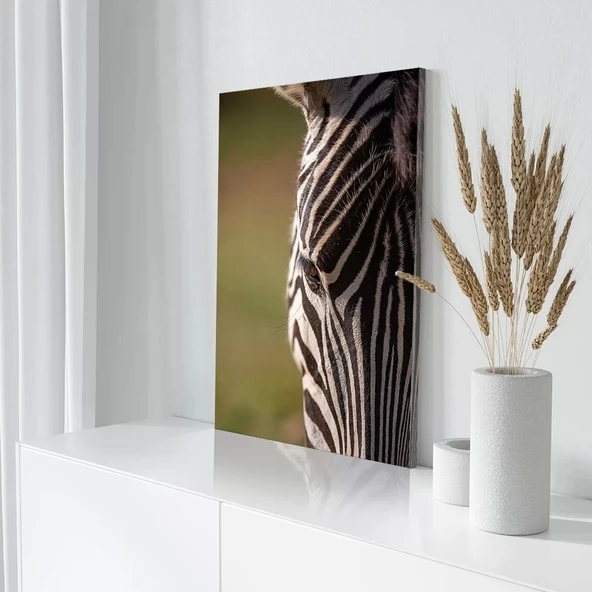 Siyah Beyaz Çizgili Zebra Kanvas Tablo - Resim 3
