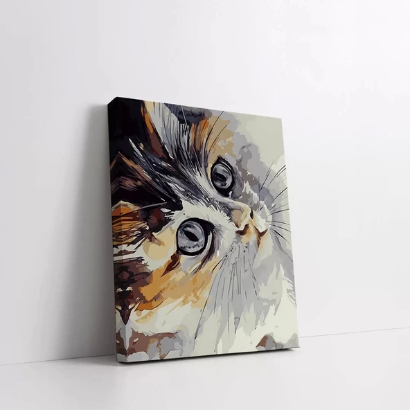 Gözlerin İfadesi Kedili Kanvas Tablo - Resim 2