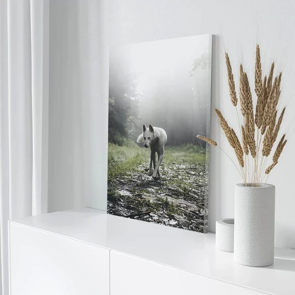 Ormandaki Kurt Kanvas Tablo - Resim 3