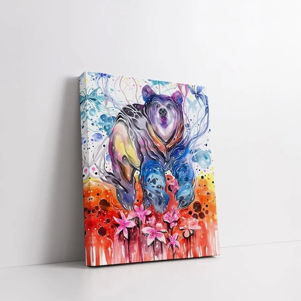 Rengarenk Ayı Kanvas Tablo - Resim 2