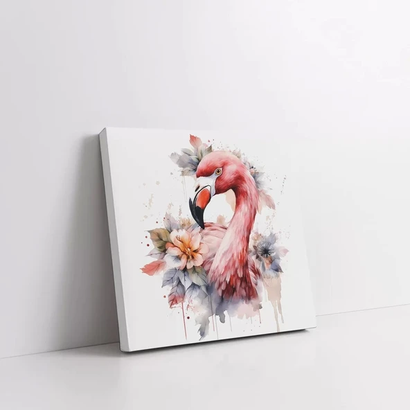 Çiçekli Flamingo Kanvas Tablo - Resim 2