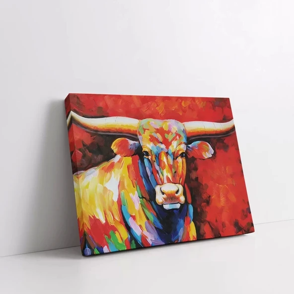Renkli Boğa Kanvas Tablo - Resim 2