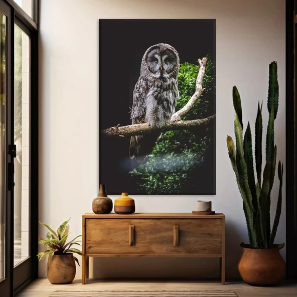 Dalda Oturan Baykuş Kanvas Tablo ürün görseli