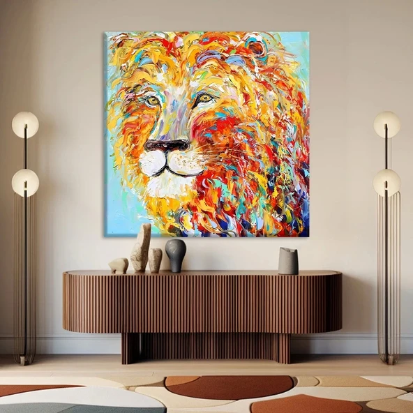 Ormanlar Kralı Aslan Kanvas Tablo ürün görseli