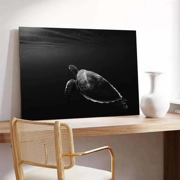Yalnız Deniz Kaplumbağası Kanvas Tablo - Resim 3