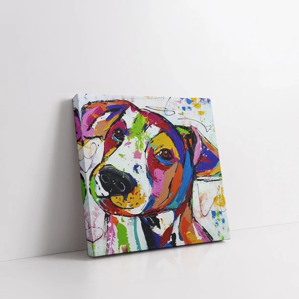 Renkli Şirin Köpek Kanvas Tablo - Resim 3