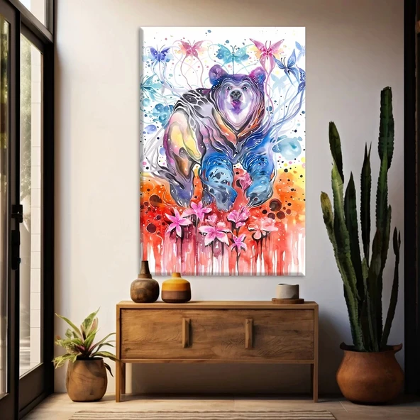 Rengarenk Ayı Kanvas Tablo ürün görseli